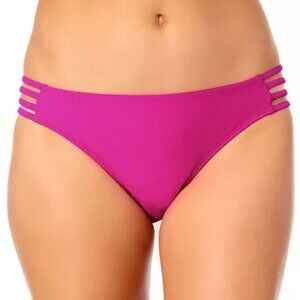 California Waves Hipster Bikini Bottoms Strappy Side Women's Swimwear Fuchsia S